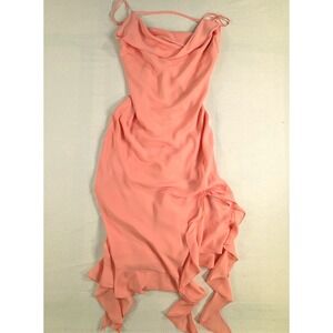 Mare Mare Anthropologie Orange Ruffle Hem Asymmetrical Midi Dress Small Fairy